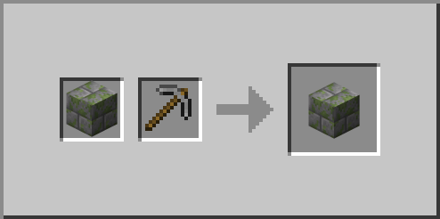 Infested Mossy Stone Bricks Mossy Stone Bricks Stone Pickaxe Loot Block Pickaxe
