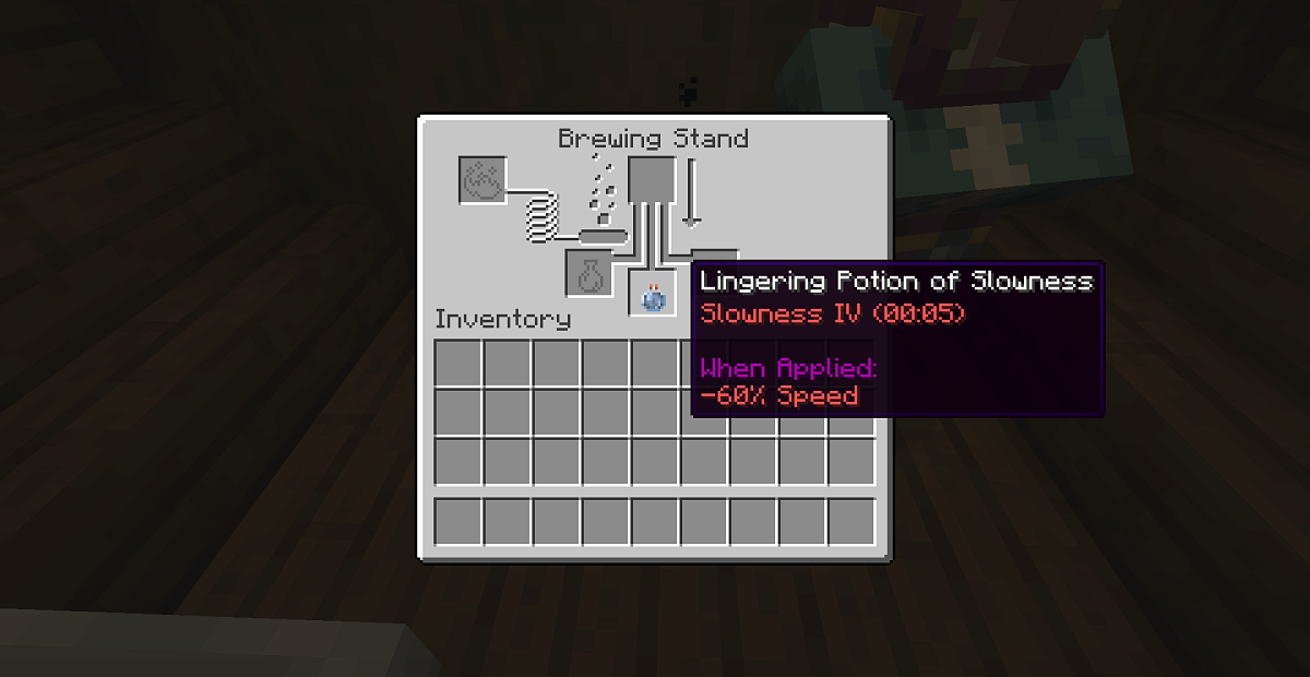 Screenshot #1:  Lingering Potion.effect.strong Спомаленя | Мглавоє зїля | Minecraft Книга 