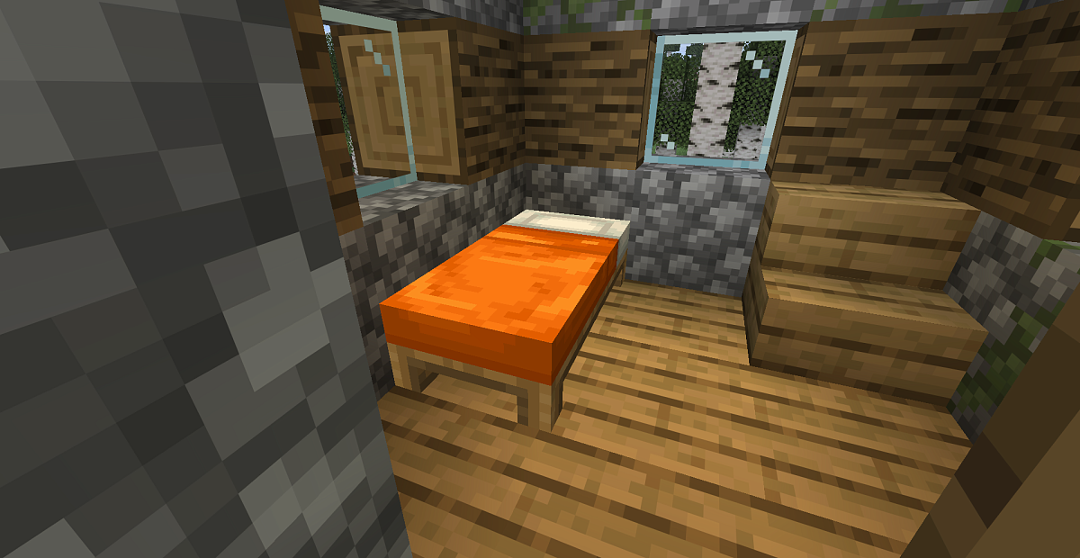Screenshot #1:  Ohe Laranja | Beds | Minecraft Liburua 