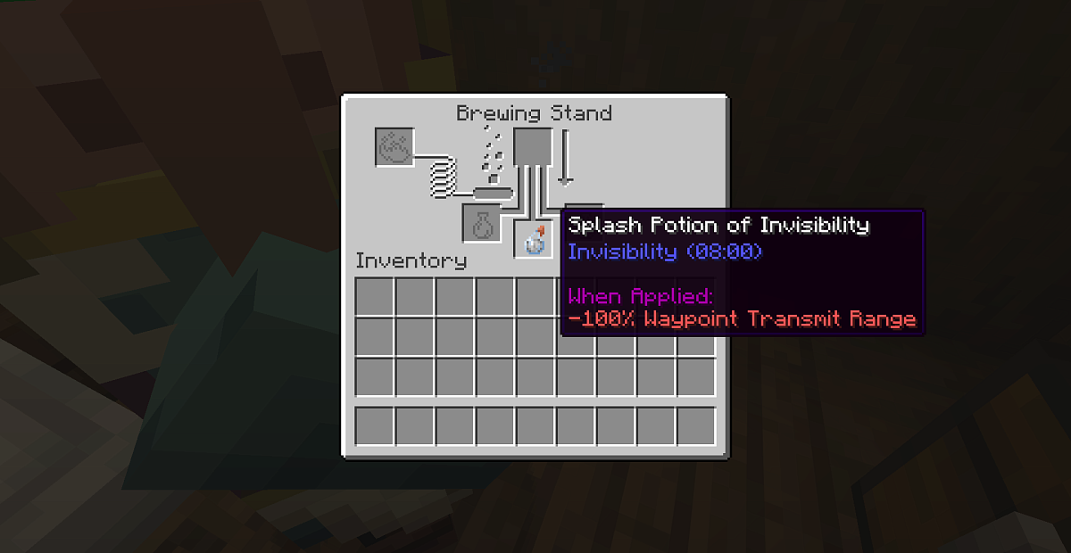 Screenshot #1:  Splash Potion.effect.long Näkymättömyys | Roiskahtava taikajuoma | Minecraft Kirja 