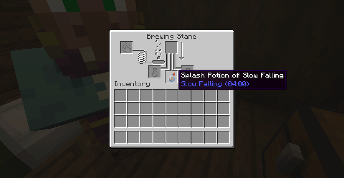 Screenshot #1:  Splash Potion.effect.long Тихоє паданя | Метателноє зїля | Minecraft Книга 