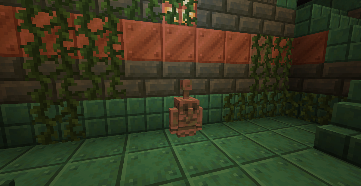 Screenshot #1:  Κερωμένος Εκτεθειμένος Χαλκός Golem Statue | Ειρηνική Όντα | Minecraft Βιβλίο 